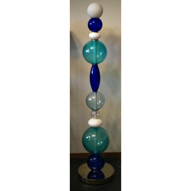 Murano Totem Glass and Brass Floor Lamp, 2000s For Sale - Image 4 of 12