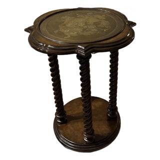 Antique Solid Wood Pedestal Table – Heraldic Crest For Sale