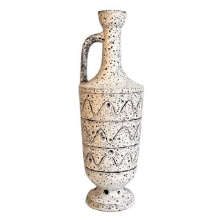 Ceramic Jug Vase with Crater-Like Structure and Graphic Decor, Germany / GDR, 1970s For Sale