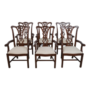 Set of 6 Scarborough House Chippendale Mahogany Dining Room Armchairs