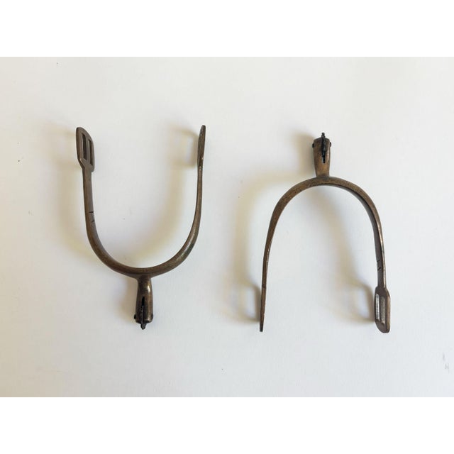 Metal Antique Brass Cavalry Spurs, a Pair For Sale - Image 7 of 9