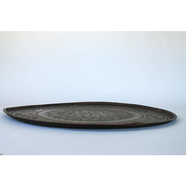 Early 20th Century Antique Finely Engraved Copper Tray Wall Hanging For Sale - Image 5 of 12