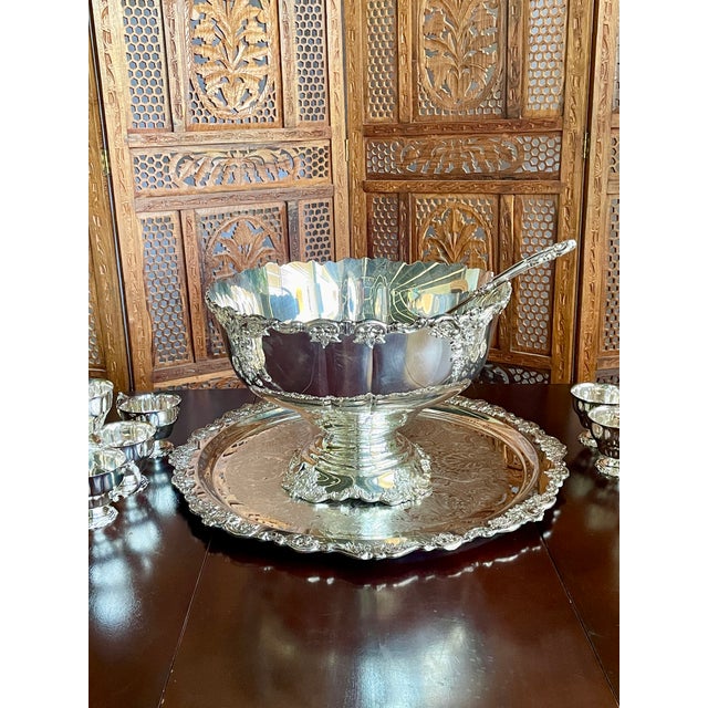 Mid 20th Century Wallace Baroque Silverplate Punch Bowl