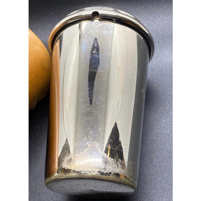 Art Deco Vintage German Travel Cocktail Shaker With 4 Nesting Cups DRGM - Set of 9 For Sale - Image 3 of 11