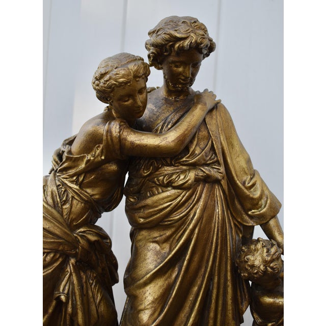Antique 19thC Neoclassical Gilt Spelter Figural Group Statue Moreau Era For Sale - Image 12 of 15