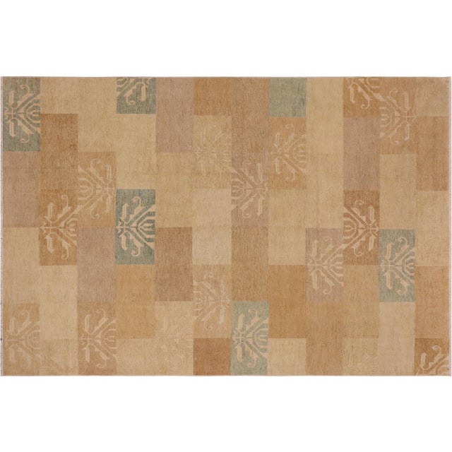 Modern Gabbeh Tan/Blue Wool Rug - 9'11'' X 13'7'' For Sale - Image 9 of 10