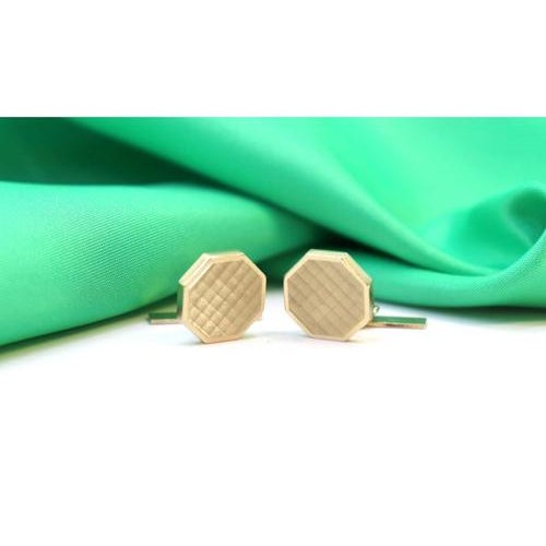 Octagonal Shaped White Gold Cufflinks with Brushed Reliefs, Set of 2 For Sale - Image 5 of 7