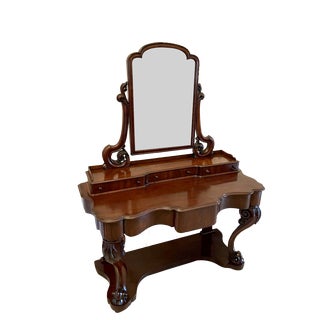 Antique Carved Mahogany Dressing Table, 1860s For Sale