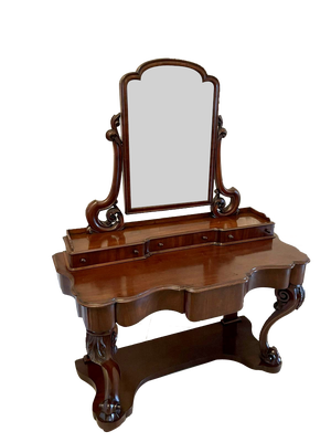 Antique Carved Mahogany Dressing Table, 1860s