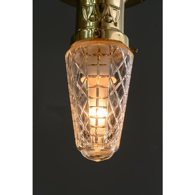 Metal Small Art Deco Ceiling Lamps with Cut Glass Shades, Vienna, Austria, 1920s, Set of 5 For Sale - Image 7 of 18