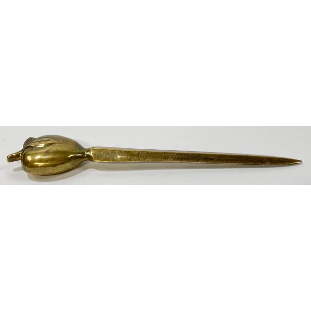 Late 20th Century Vintage Brass Apple Letter Opener For Sale - Image 5 of 6