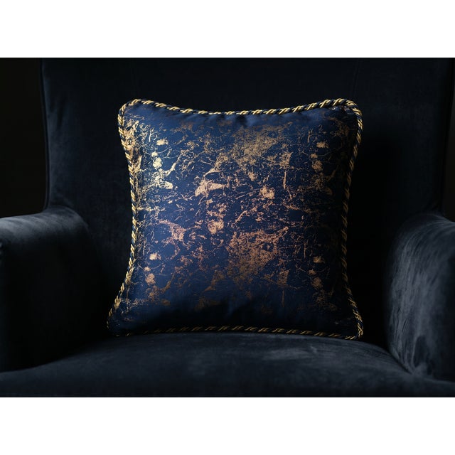 Abstract Cushion Cover With Twisted Rope Trim For Sale - Image 4 of 10