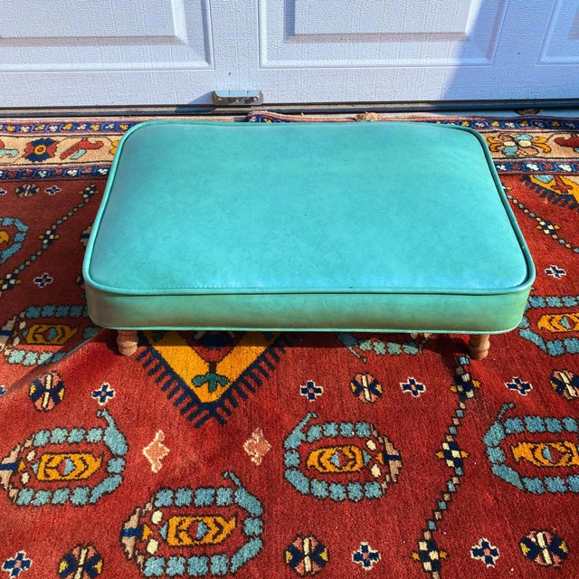 MidCentury Modern Turquoise Ottoman Chairish