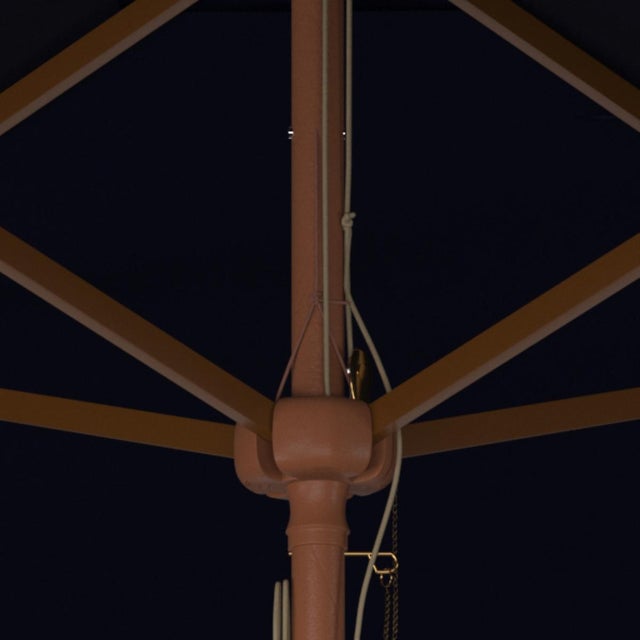 Traditional Velop 7.5Ft Squre Wooden Pulley Market Umbrella (No Tilt), Navy For Sale - Image 3 of 4