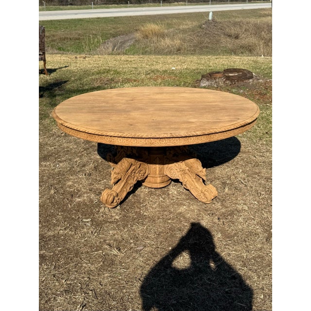 18th Century French Country bleached solid Oak dining table or a center table handcrafted by talented artisans from south...