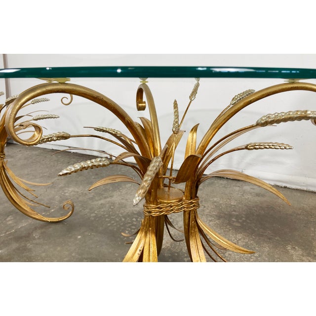 Metal Vintage Italian Gilt Sheaf of Wheat Side Tables, Pair For Sale - Image 7 of 10