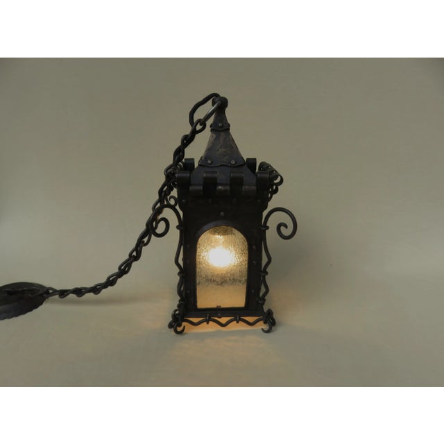 Art Nouveau Wrought Iron Lantern Ceiling Lamp For Sale - Image 14 of 18