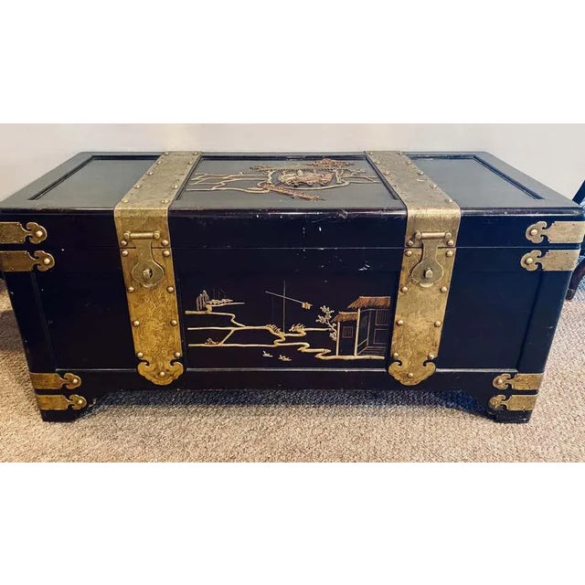 Chinese Asian Dowry, Blanket or Storage Chest, Bronze Decorated J. L. George For Sale - Image 3 of 13