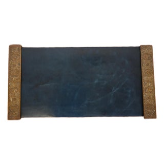 Tiffany Studios New York Zodiac Bronze Blotter Ends With Leather Desk Blotter For Sale