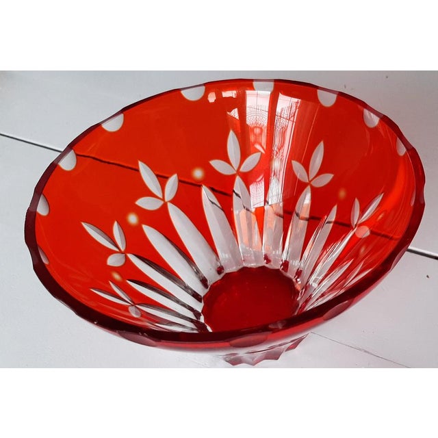 Red 2-Layer Ruby Crystal Glass Bowl, 1960s For Sale - Image 9 of 10