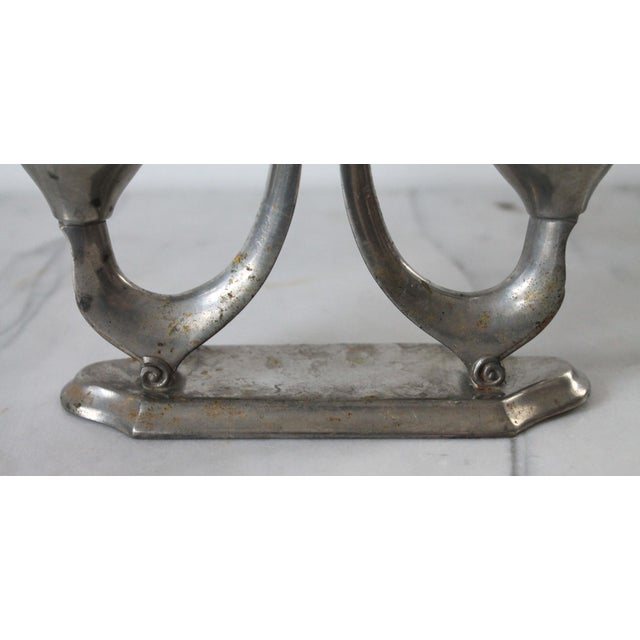 Vintage Silver Craft Modernist Style Pewter Candelabra For Sale - Image 10 of 10