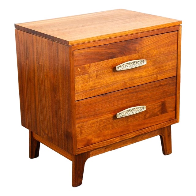 1960s End Side Table Solid Walnut Ace Hi 2 Drawer, Attributed For Sale