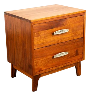 1960s End Side Table Solid Walnut Ace Hi 2 Drawer, Attributed