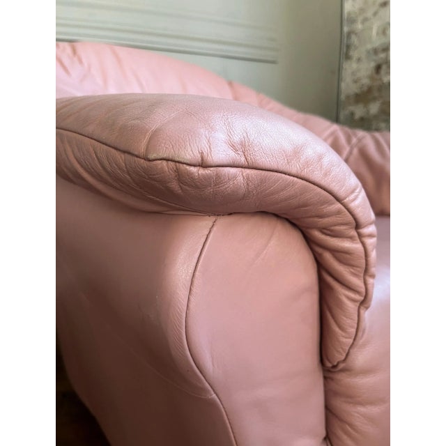 B&B Italia Motivated Seller: 1980s Postmodern Pink Leather Swivel Chair For Sale - Image 4 of 11
