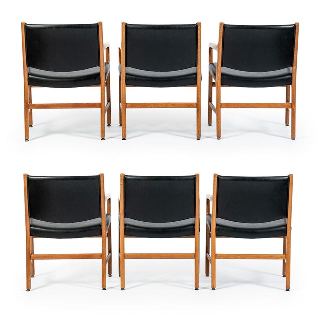 Mid-Century Modern Hans J. Wegner Jh507 Oak Dining Armchairs for Johannes Hansen (Attr.), Set of 6, Denmark, Circa 1965 For Sale - Image 3 of 18