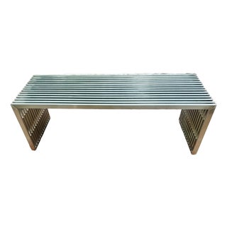 Architectural Stainless Steel Slat Bench With Custom Wool Cushion For Sale