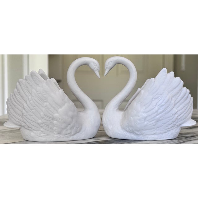 Ceramic Vintage White Porcelain Swan Cake Toppers - A Pair For Sale - Image 7 of 10
