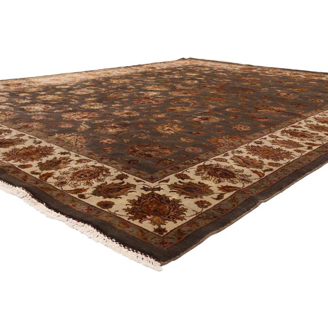 79574 Vintage Indian Agra Rug, 08'11 x 11'08. The Emperor’s Garden: A Vintage Indian Agra Masterpiece of Mughal Splendor...