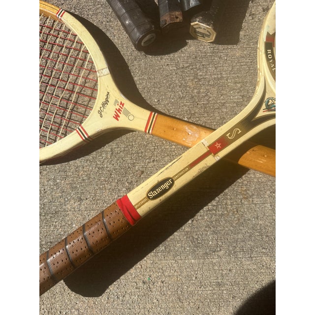 Up for consideration is a beautiful vintage collection of wooden Slazenger tennis rackets that include: Slazenger Demon,...