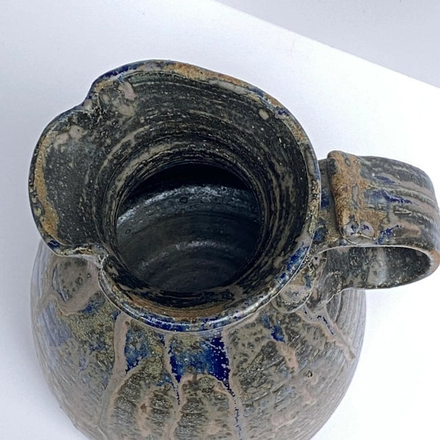 Vintage 1972 Blue Drip Glazed Ceramic Extra Large Jug/Pitcher Signed and Dated by Artist For Sale In San Francisco - Image 6 of 8