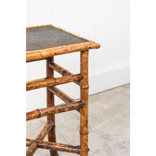 Wood 19th Century Tortoise Bamboo Side Table With Black Top For Sale - Image 7 of 8