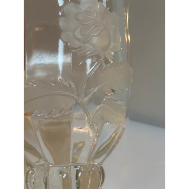 Glass 1970s Imperlux Bohemia Czechoslovakia Handcut Crystal Vase With Frosted Rose Etched For Sale - Image 7 of 14