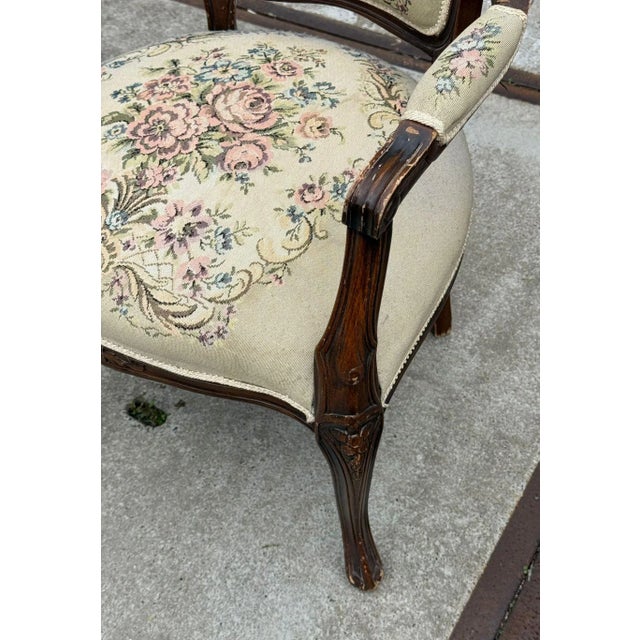 Wood Antique French Louis XV Style Armchair, 1920s For Sale - Image 7 of 14