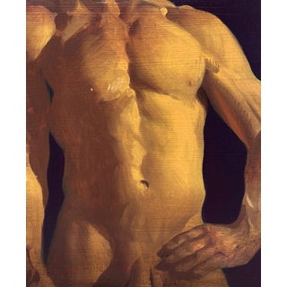 Male Torso by Diego Glazer | Oil on Board depiction of a male torso. For Sale