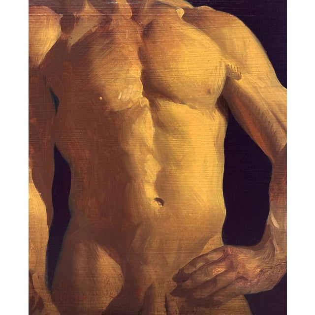 Male Torso by Diego Glazer | Oil on Board depiction of a male torso. For Sale