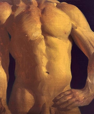 Male Torso by Diego Glazer | Oil on Board depiction of a male torso.