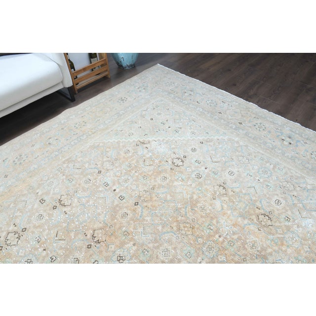 1970s Vintage Persian Handmade Wool Cotton Light Beige Area Rug For Sale - Image 4 of 11