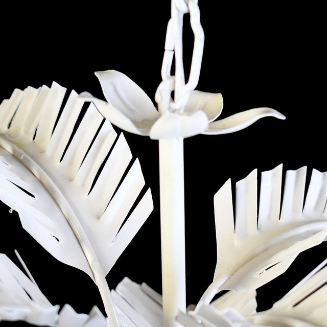Small Faux Bamboo Leaves Chandelier For Sale - Image 4 of 4