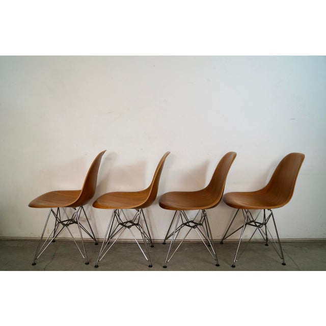 Mid-Century Modern Set of 4 Authentic Herman Miller Eames Walnut Dining Chairs For Sale - Image 3 of 12
