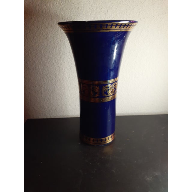 This is a GORGEOUS Royal Bavaria KPM Germany 12" Cobalt Blue Gilded Vase. Highly collectible European ceramic Procured at...