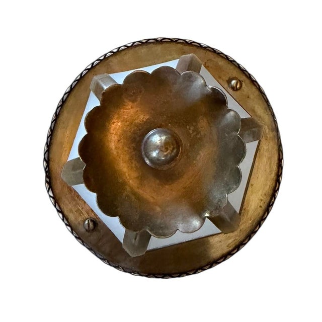 American Vintage Brass Lantern Original Curved Glass For Sale - Image 3 of 5