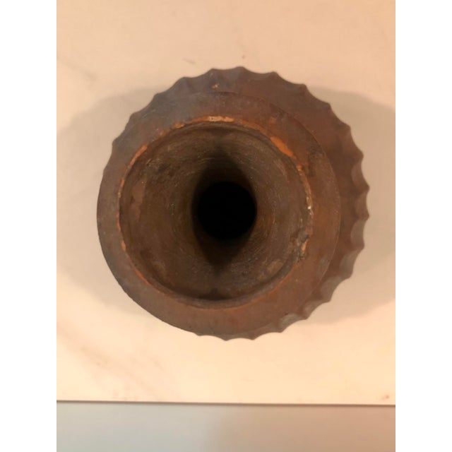 Vintage Fluted Terra Cotta Bud Vase For Sale - Image 4 of 8