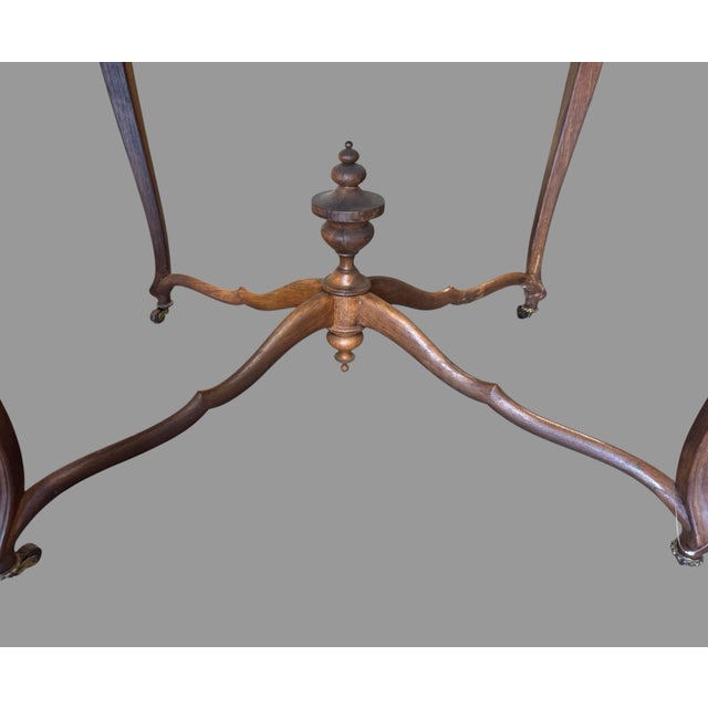 Antique French Louis XV Style Marble Top Carved Walnut Center Side Ta For Sale - Image 4 of 7
