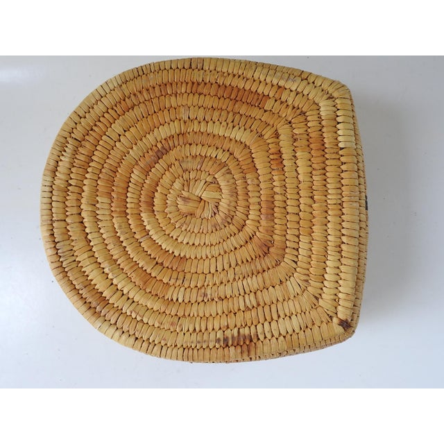 Vintage Papago Hand Woven Covered Basket Turtle Design For Sale In Seattle - Image 6 of 7