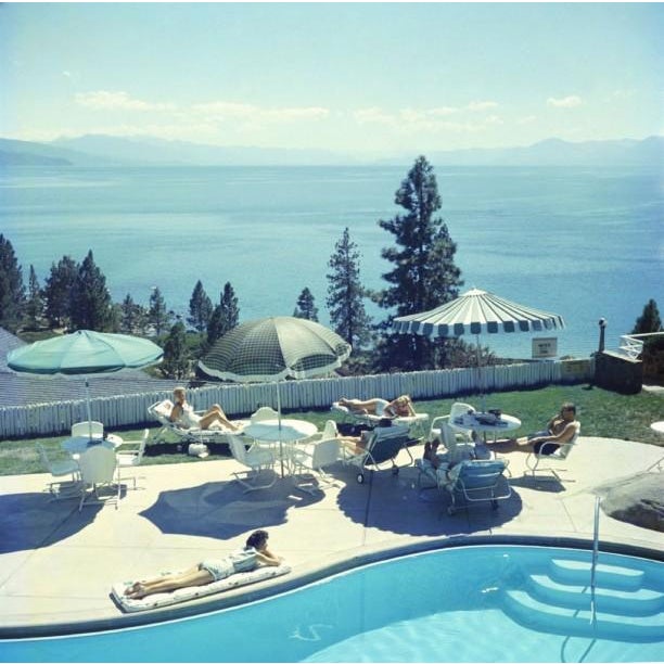 Relaxing at Lake Tahoe Slim Aarons C Print For Sale