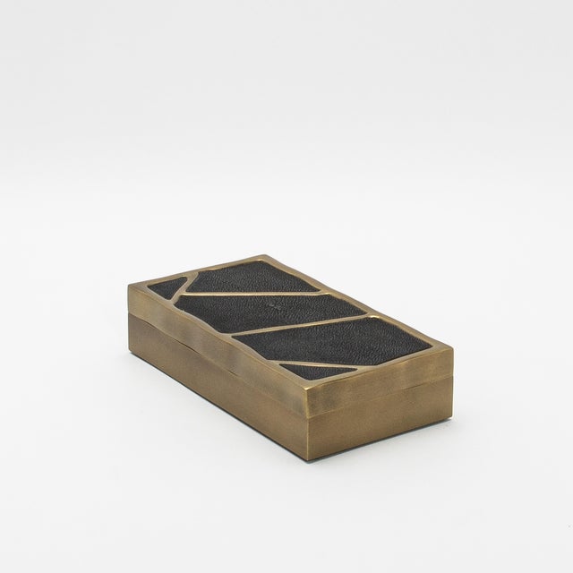 2020s Modern Box in Black Shagreen With Bronze Patina Brass by R&y Augousti For Sale - Image 5 of 9